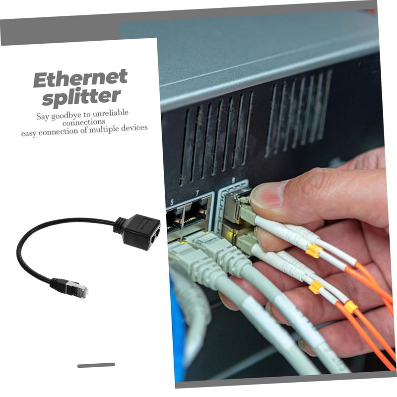 Black Ethernet Splitter Male to Dual Female Coupler High Speed Adapter for Classrooms - Image 3